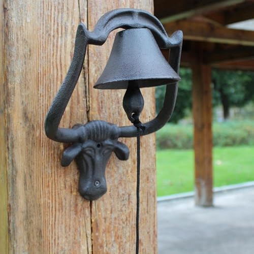 Heavy Cast Iron Dinner Bell, Antique Vintage Style Doorbell,Farmhouse Manually Shaking Hanging Door Bell for Outdoor Garden Patio Liberty Farm Church School - Image 2
