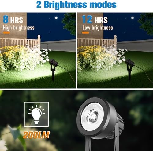 APONUO Solar Spot Lights Outdoor 6-in-1 Solar Landscape Lights Dusk to Dawn Solar Uplights IP65 Waterproof 9.8ft Cable Outdoor Spot Lights for Yard Pathway Garden Tree Decoration (Cool White) - Image 2