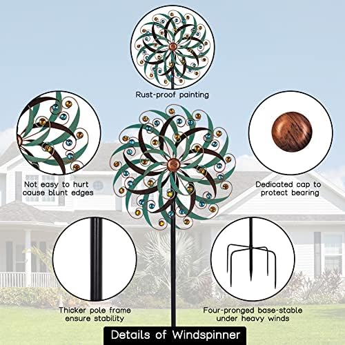 VEWOGARDEN 20" Dia Large Wind Spinner, Outdoor Metal Windmill Spinner - Yard Art Spinner Wind Catchers Sculpture for Patio, Lawn & Garden Decor - Image 2