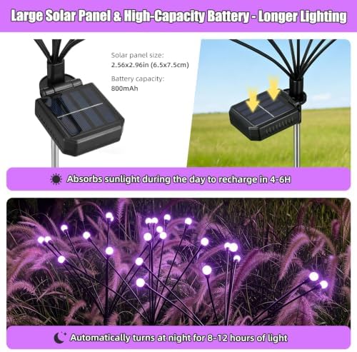 Solar Firefly Lights Outdoor Purple Halloween Garden Decor 4 Pack - Image 5