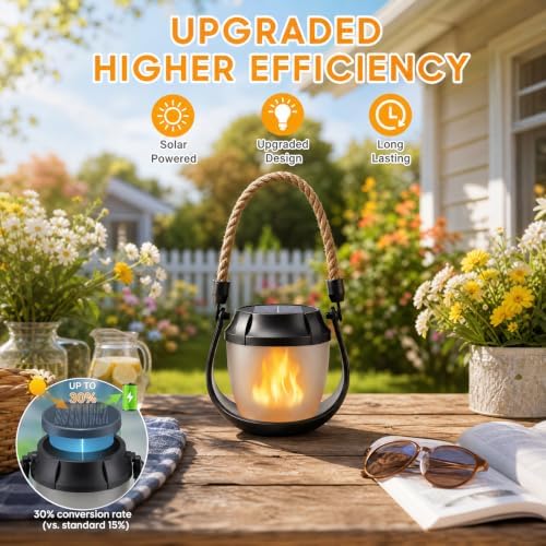 Solar Lanterns Outdoor Waterproof 4-Pack, Flickering Flame Effect - Image 2