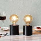 JHY DESIGN Set of 2 Black Metal Table Lamp Battery Powered 7" Tall Cordless Lamp Light with Edison Style Bulb Battery Operated Great for Living Room Bedroom Weddings Parties Indoors Outdoors - Image 3