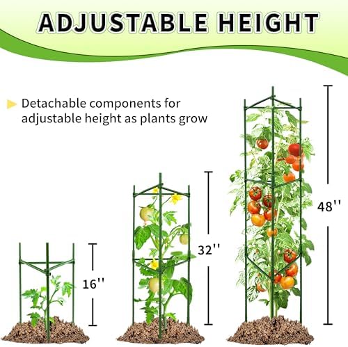 TCBWFY 6-Pack 48-Inch Adjustable Tomato Cages, Heavy-Duty Metal Plant Support Trellis for Garden and Pots, DIY Tomato Stakes, Height Adjustable 16 to 288 Inches - Image 4