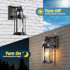 OKELI Dusk to Dawn Outdoor Wall Lights, Waterproof Lighting Fixtures Rustic Farmhouse Wall Lanterns with Clear Glass Shades Anti-Rust Outside Lights for Garage Patio Porch(Brown, 1 Pack) - Image 2
