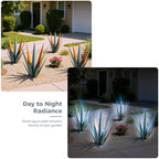 KODIBO 24" Metal Agave Plant Outdoor Decor with Solar Light, Vintage Blue - Image 4