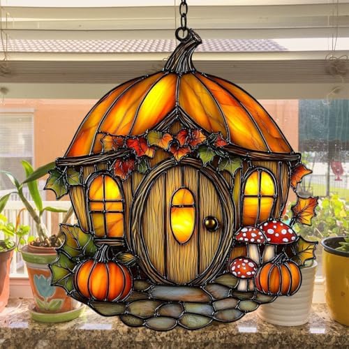 Pumpkin House Acrylic Suncatcher - Image 4
