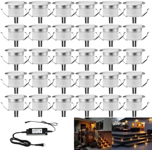 FVTLED Low Voltage LED Deck Light, 30pcs Φ1.22 Recessed Warm White by FVTLED