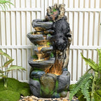 39" Outdoor Garden Water Fountain with Lights, 5 Tiers Water Feature - Image 5