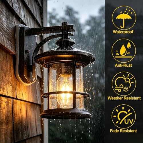 MICSIU 100W Max Vintage Farmhouse Oil Rubbed Bronze Outdoor Wall Light - Image 4