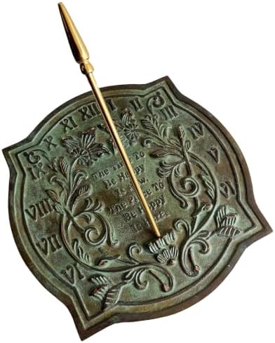 Rome 2303 Happiness Sundial, Solid Brass with Verdigris Highlights, 10-Inch Diameter by Rome