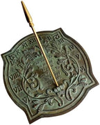 Rome 2303 Happiness Sundial, Solid Brass with Verdigris Highlights, 10-Inch Diameter by Rome