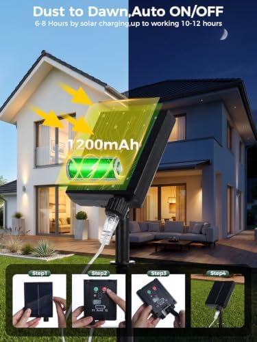 200FT 600LEDs Fairy Lights Solar Powered,Silver Wire,Cool White - Image 2