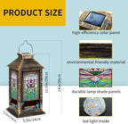 Solar Lantern Victorian Stained Glass Lotus Patterns Outdoor Waterproof Garden Hanging Lantern Solar Powered Lighting Outside Table Lamp for Patio Deck Camping 1 Pack - Image 6
