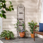 Evergreen Garden Classic Metal Plant Stand with Lattice Trellis for Climbing Plants, Floor Tall Plant Stand Indoor and Outdoor for Patio, Porch, Garden - Image 6