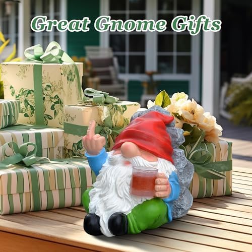 Funny Garden Gnomes Statues Outdoor Decor, Solar Gnomes Outdoor Decorations for Yard, Patio, Lawn, Porch, Home, Garden Gnome Christmas Birthday Day Gifts for Mom Men Women - Image 5