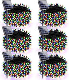 6 Pack Solar Christmas Lights Outdoor Waterproof, Super Bright 270FT 480 LED Solar Lights String with 8 Lighting Modes, Green Wire Solar Twinkle Fairy Lights for Xmas Tree Garden(Multi-Colored) by SANJICHA