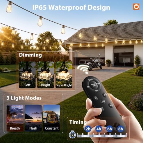addlon 54FT(48FT+6) Solar String Lights Outdoor, Waterproof, Last 20+ Hrs - Image 2