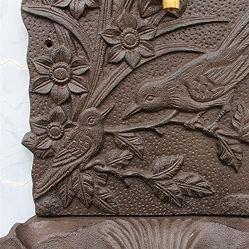 Rustic Cast Iron Wall Mounted Hand Sink with Birds On Flower Branch Signs On European Home Garden Decor Metal Wash Basin Stand Wall Water Fountain - Image 4