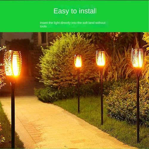 GeRRiT Solar Flickering Dancing Flame Lights Waterproof Solar Torch Lights for Outdoor Garden Patio Pathway Yard Driveway Halloween Decorative (4,12led) - Image 3