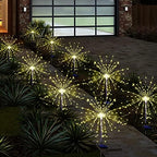 Christmas Solar Garden Firework Lights Outdoor Waterproof 6 Pack Solar Powered Art Stake Twinkle Lighting for Outside Decor, 120 LED Warm White - Image 5