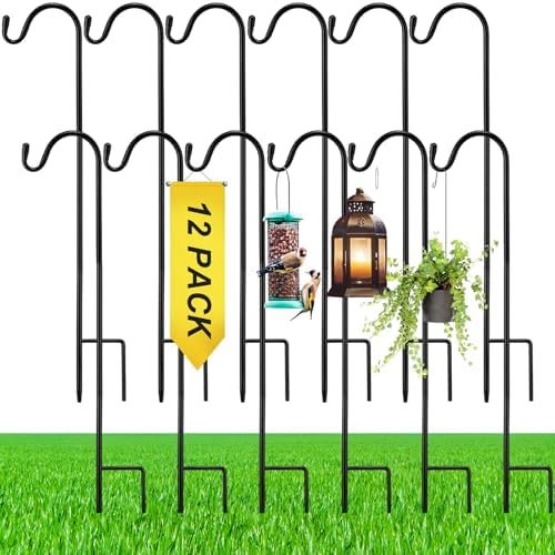 12 Pcs 24 Inch Shepherd Hook for Outdoor Adjustable Bird Feeder Pole by Yetene