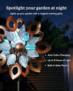 Copper Wind Spinners Outdoor 74 Inches with Solar LED Light, Kinetic Dual Wind Sculptures & Spinners for Yard Lawn Garden Decor, Large Metal Clearance Windmill with Bronze Leaf - Image 5