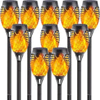 10Pack Solar Torch Lights with Flickering Flame Mini Solar Flame Lights by SANJICHA