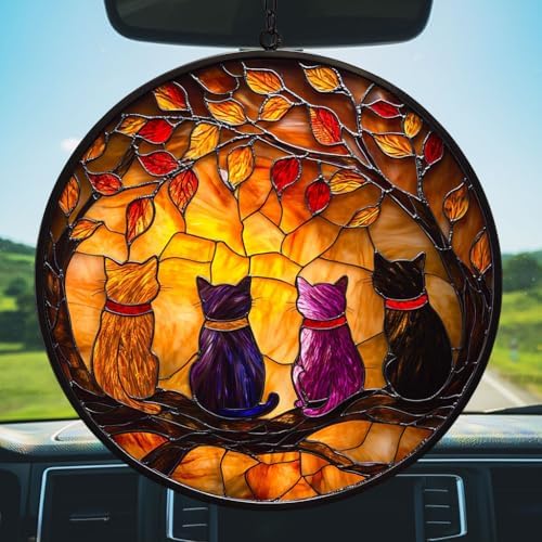 Cats and Autumn Mosaic Style Acrylic Suncatcher - Image 5