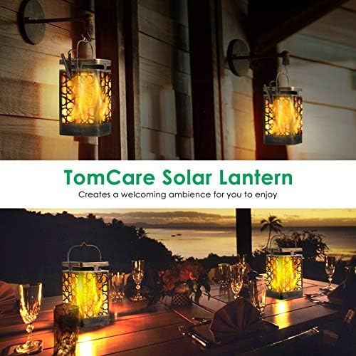 TomCare Solar Lanterns Outdoor, Flickering Flame Hanging Lights, 2 Pack - Image 6