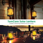 TomCare Solar Lanterns Outdoor, Flickering Flame Hanging Lights, 2 Pack - Image 6