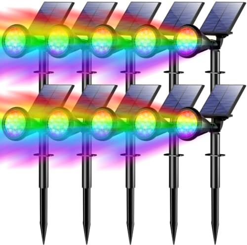 WELALO Solar Lights Outdoor Waterproof Flag Spotlights 10 Pack (Colored) by WELALO