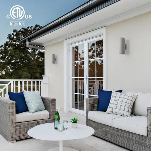 mirrea 12" Modern Outdoor Porch Light in 2 Lights, 2 Pack, Metallic Gray - Image 7