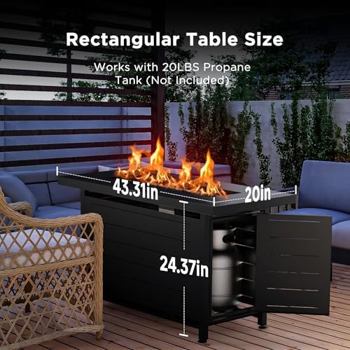 Ciays 42 Inch Gas Fire Pit Table, 60,000 BTU Propane Pits for Outside with Steel Lid and Lava Rock, 2 in 1 Firepit Table Gatherings Parties on Patio Deck Garden Backyard, Black - Image 6