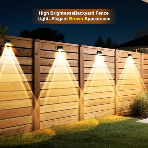 Super Long Lasting Solar Fence Lights Outdoor,Deck Lights Waterproof,Perfect for Winter and Rainy Days,Dusk to Dawn High Brightness Solar Lighting for Wall,Stair,Yard,Patio,Backyard(18 Pack,Brown) - Image 4