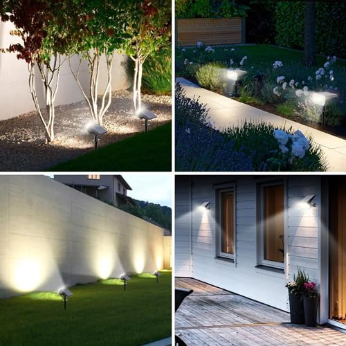 Solar Spot Lights Outdoor Waterproof IP67, [6 Pack/75LED] 2-in-1 Solar Landscaping Spotlights, 4 Lighting Modes Solar Powered Garden Flood Light for Patio Pathway Driveway Yard Pool (Cool White) - Image 6