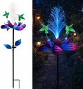 Solar Hummingbird Wind Spinner Outdoor 49 Inch Lotus Flower Metal Garden Windmill for Yard and Color Changing Fiber Optic Solar Yard Art Kinetic Wind Spinner Gift for Women Mother's Day Garden Gift by WNXURTGardenDecor