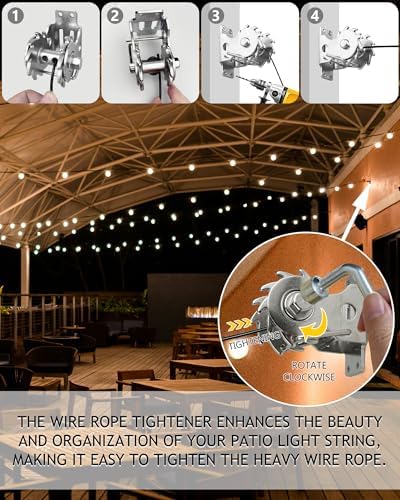 DEFUNX String Light Hanging kit 164 Ft Cable and Winch 304 Stainless Steel - Image 5
