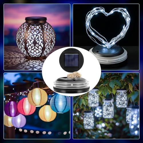 Retisee 12 Pack 3.15 Inch Solar Replacement Tops with 30 LEDs, Waterproof Silicone Lid, Fairy String Lights for Outdoor Garden Lanterns & DIY Decor (White) - Image 6