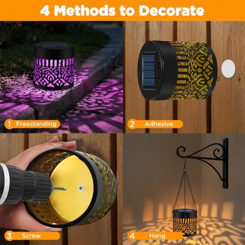 4 Pack Solar Fence Lights Outdoor, Metal Solar Powered Wall Deck Step Light - Image 5