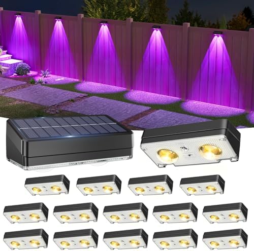 VOLISUN Solar Fence Lights Outdoor 16 Pack, 50Lumen RGB Color Changing by VOLISUN