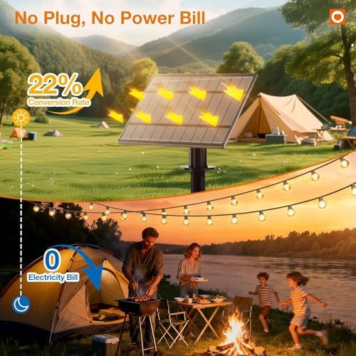 addlon 81FT(75+6) Solar String Lights Outdoor with 1FT Bulb Spacing - Image 4