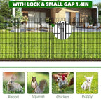 10 Panels Garden Fencing Animal Barrier with Lock, 40 in(H) X 24 ft(L) Dog Fence Outdoor for Yard Rustproof No Dig Decorative Tall Garden Fence Metal Wire Panel Border Rabbit Ground Stakes Fencing - Image 2