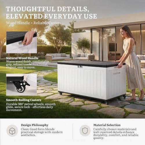 YITAHOME 90 Gallon Outdoor Double-Wall Deck Box with 6 Swivel Wheels - Image 2