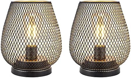 TRIROCKS Set of 2 Medium Battery Powered Outdoor Lantern 6.5'' High Metal Table Lamp Cordless Battery Operated Lamps with LED Edison Bulb for Home Wedding Parties Patio Events Indoors Outdoors(Brown) - Image 4