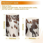 YETTASBIN Cow Flameless Candles with Remote Control and Timer, Adjustable Brightness Long Lasting Battery Operated LED Pillar Candles for Indoor Outdoor Party Holiday Home Decor, 2 Pack - Image 3