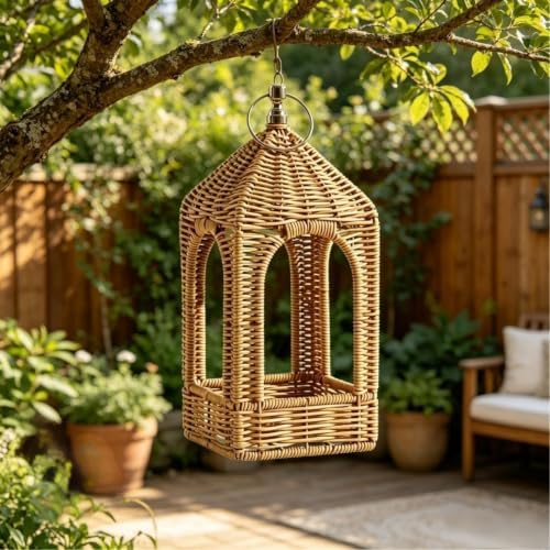 2 PCS Handmade Artificial Rattan Candle Lantern, Boho Woven Decor for Indoor Outdoor Patio Garden Wedding Home - Image 6
