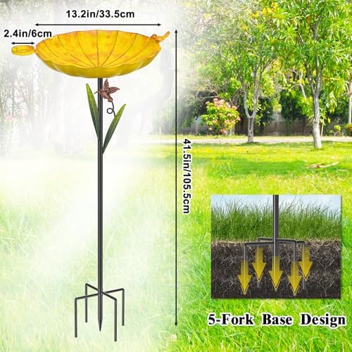 Metal Bird Bath for Outside,41.5" Freestanding Garden Birdbath Bowl - Image 2