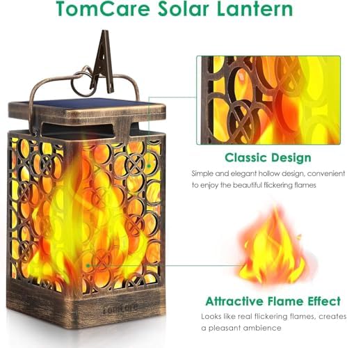 TomCare Solar Lanterns Outdoor, Flickering Flame Hanging Lights, 4 Pack - Image 2