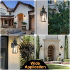 ALVIME Dusk to Dawn Outdoor Wall Lighting, 17 Inch Matte Black Outdoor Sconce Lights, Exterior Light Fixtures for House, Front Door, Porch, Patio, Garage, E26 Base& High Strength Clear Glass - Image 6