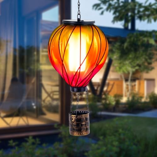 2PCS Colorful Solar Hot Air Balloon Lantern with Flickering Flame - Image 4